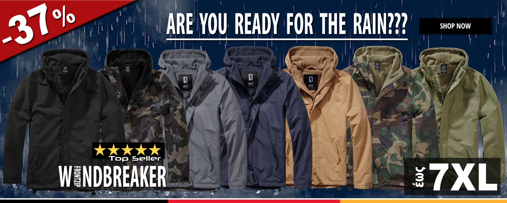 Ανδρικά Windbreaker Brandit σε ΜΕΓΑΛΑ μεγέθη έως 7XL